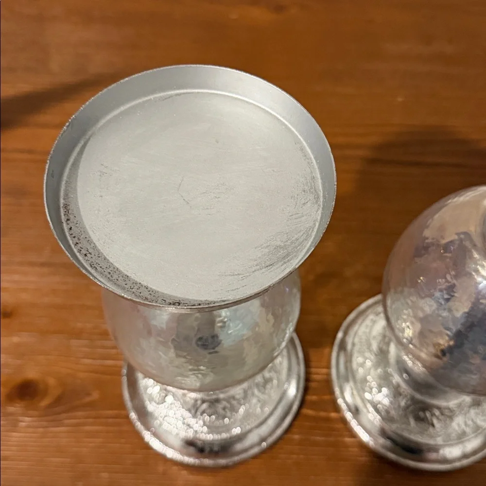 Glass Pillar Candle Holder 2pc Set